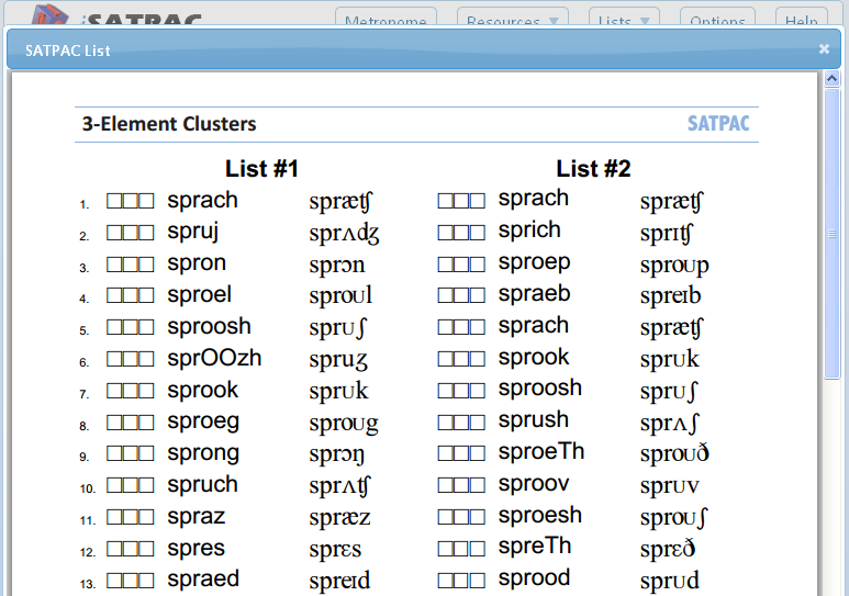 Cluster list